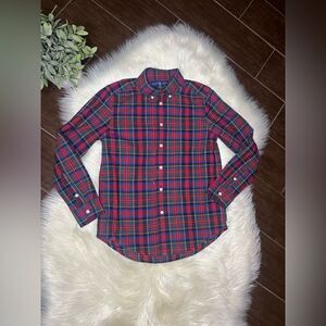 Ralph Lauren red plaid button down sz med 10/12